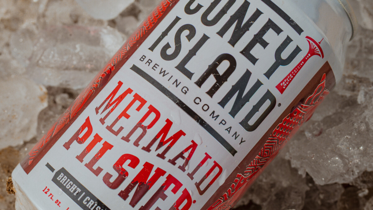mermaid pilsner can on ice